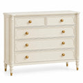 Cassettiera, cinque cassetti con pomelli rotondi, beige
